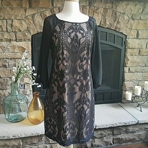 Adrianna Papell black lace dress 8